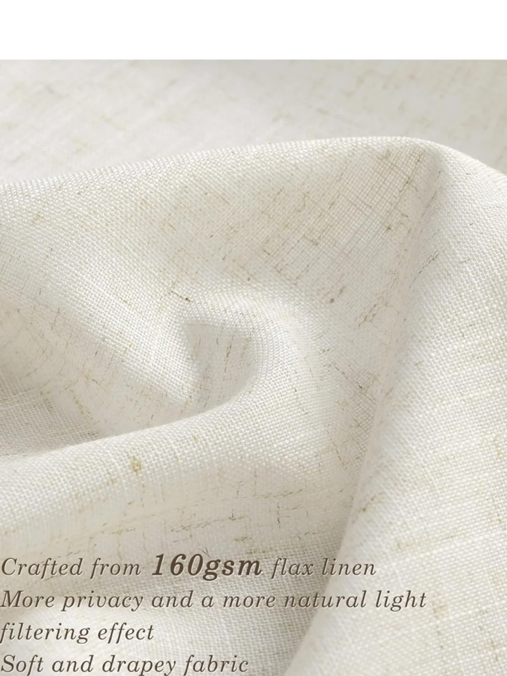 Natural Cream Linen Curtains 48 Inch Length 2 Panels